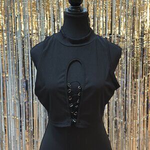 NWOT Women's Round Neck Lace Up Sleeveless Crop Top SUPER SEXY size L